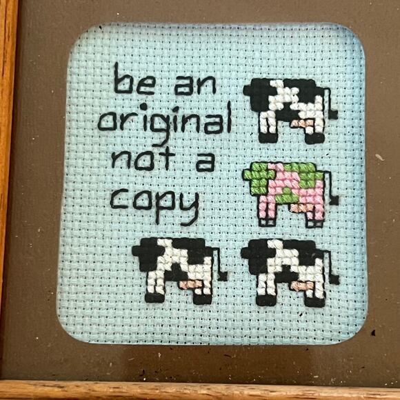 Vintage Framed Cross Stitch Sampler Inspirational Sayings Wall Art 14.5"x11.5" - Picture 10 of 16